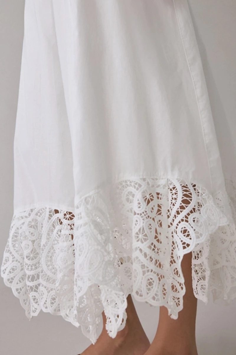 Kimchi Blue Pinky Promise Lace Trim Wide Leg Pant