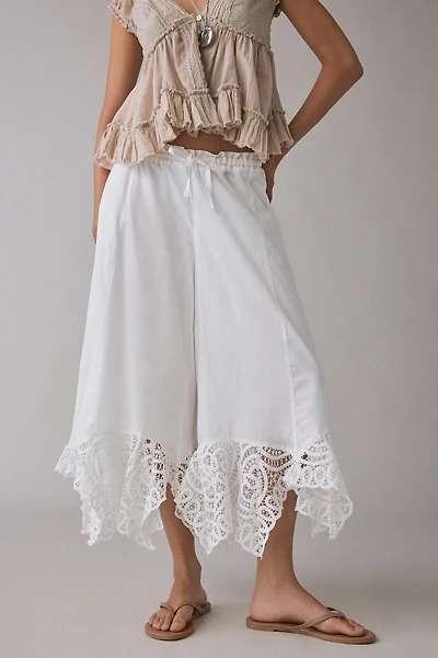 Kimchi Blue Pinky Promise Lace Trim Wide Leg Pant