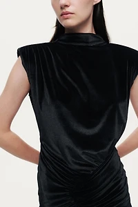 Nocturne High-Neck Ruched Midi Dress