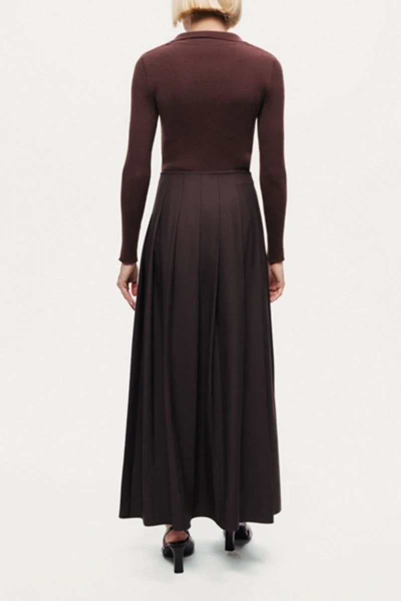 Nocturne Belted Pleated Maxi Skirt