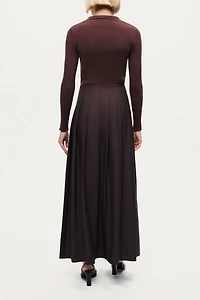 Nocturne Belted Pleated Maxi Skirt