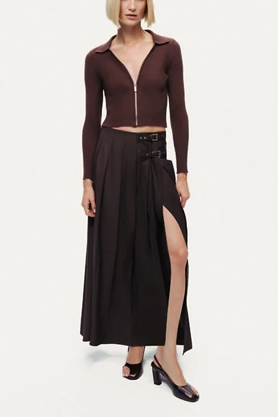 Nocturne Belted Pleated Maxi Skirt