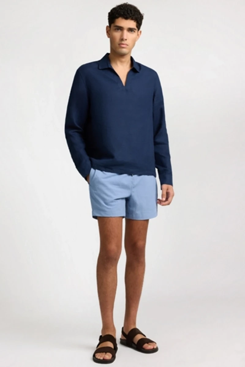 Onia Linen Long Sleeve Popover Shirt