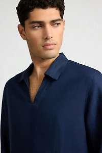 Onia Linen Long Sleeve Popover Shirt