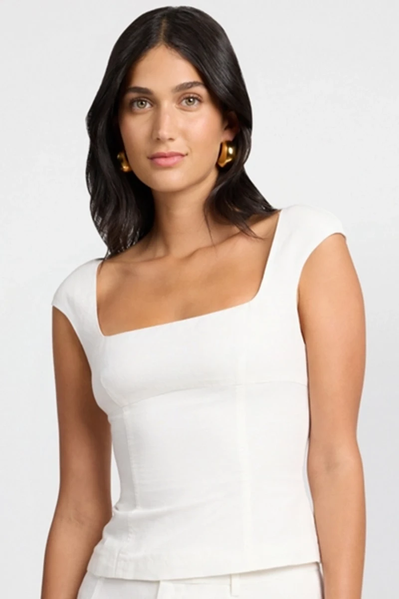 Onia Linen Peplum Top