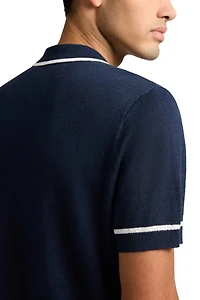 Onia Linen Johnny Collar Polo Sweater