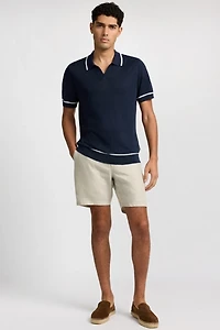 Onia Linen Johnny Collar Polo Sweater