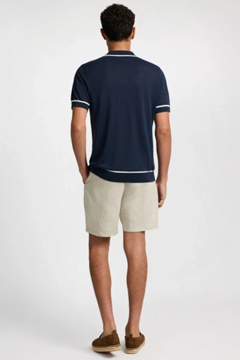 Onia Linen Johnny Collar Polo Sweater