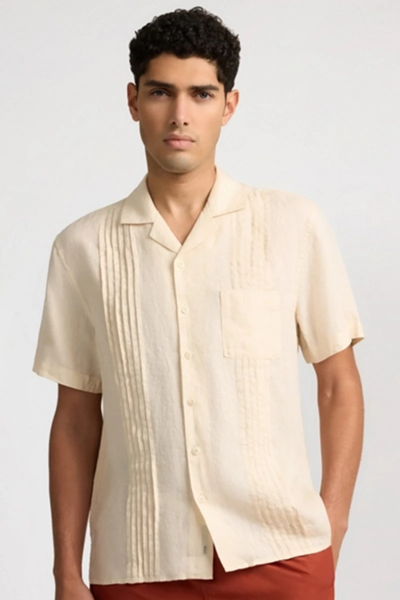 Onia Linen Pintuck Camp Shirt