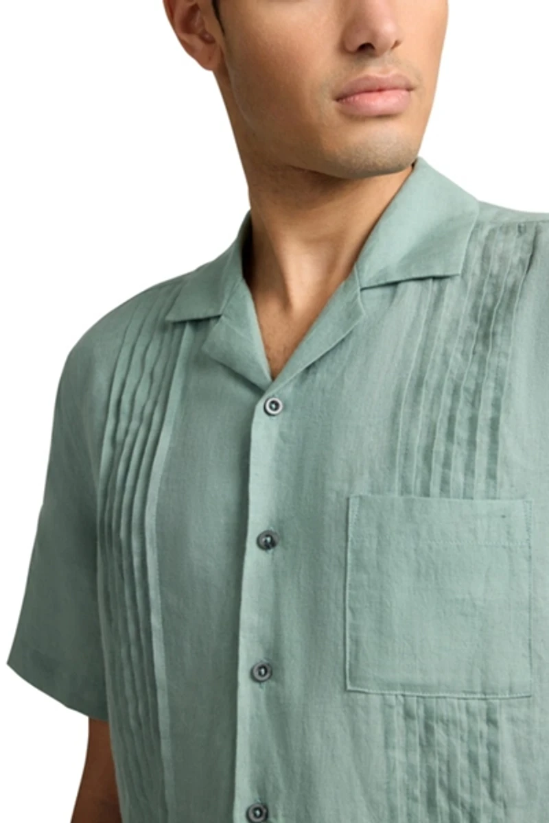 Onia Linen Pintuck Camp Shirt