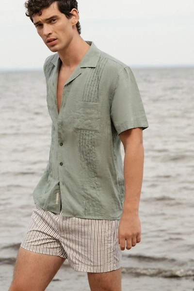 Onia Linen Pintuck Camp Shirt