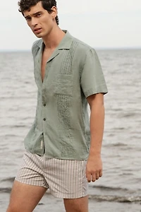 Onia Linen Pintuck Camp Shirt