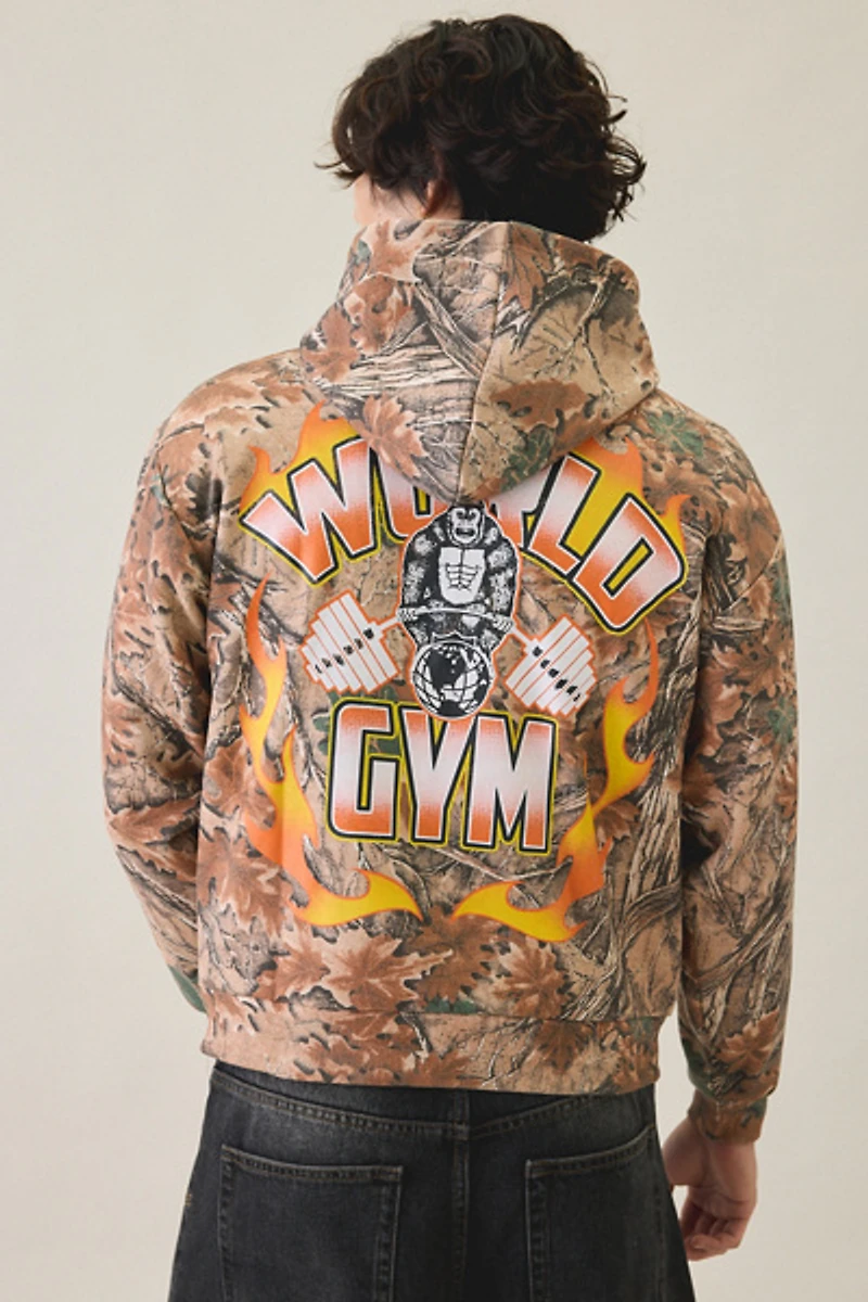 World Gym Graphic Camo Zip-Up Hoodie Sweatshirt