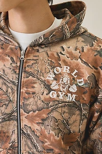 World Gym Graphic Camo Zip-Up Hoodie Sweatshirt