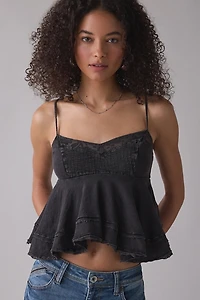 UO Luckiest One Lace Trim Babydoll Cami