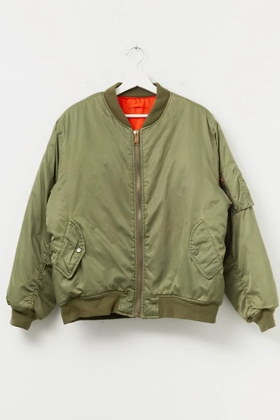 Vintage 1980s Distressed Green Nylon Bomber Flight Jacket