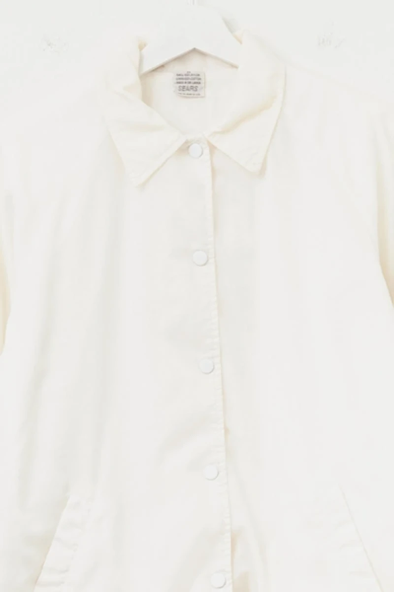 Vintage 1980s White Nylon Coaches Snap Button Jacket
