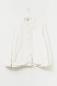 Vintage 1980s White Nylon Coaches Snap Button Jacket