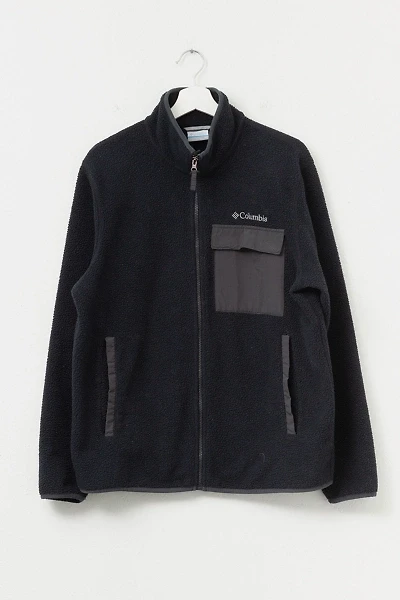 Vintage 1990s Columbia Black Zipper Fleece Velcro Pocket