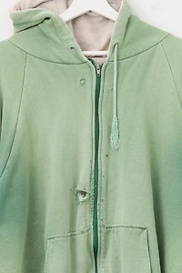 Vintage 1990s Distressed Green Thermal Lined Zipper Hoodie Sweatshirt