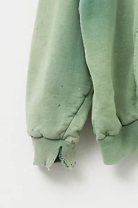 Vintage 1990s Distressed Green Thermal Lined Zipper Hoodie Sweatshirt
