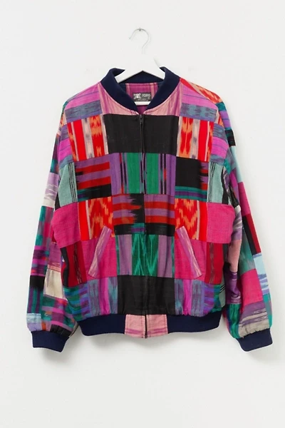Vintage 1990s Patchwork Cotton Pattern Bomber Jacket