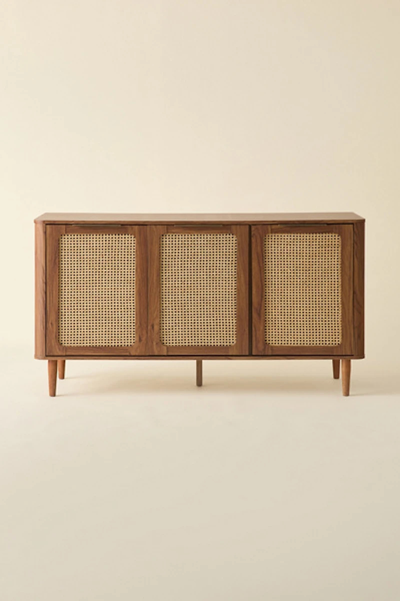 Mabel 3-Door Cane Paneled Storage Console