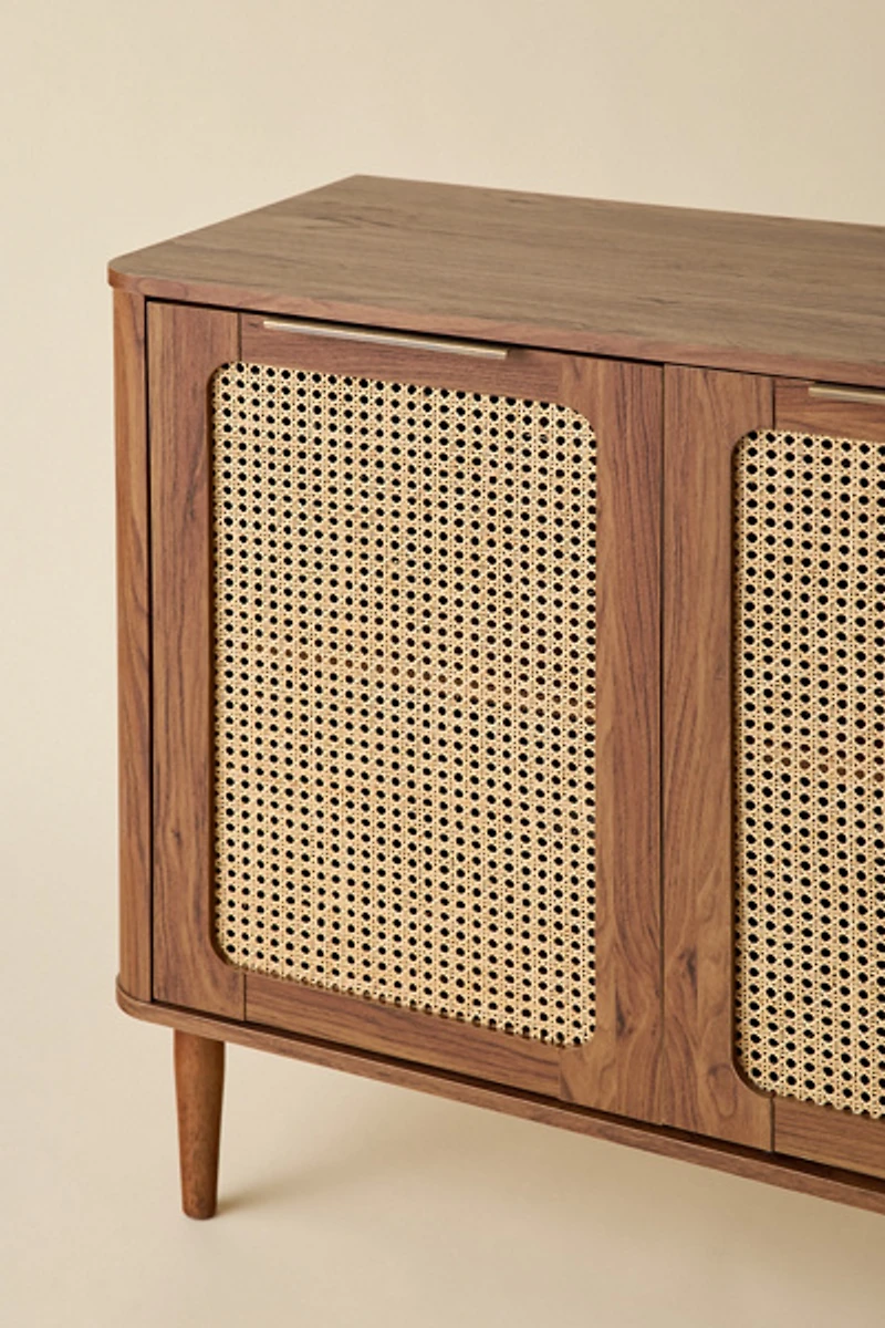 Mabel 3-Door Cane Paneled Storage Console