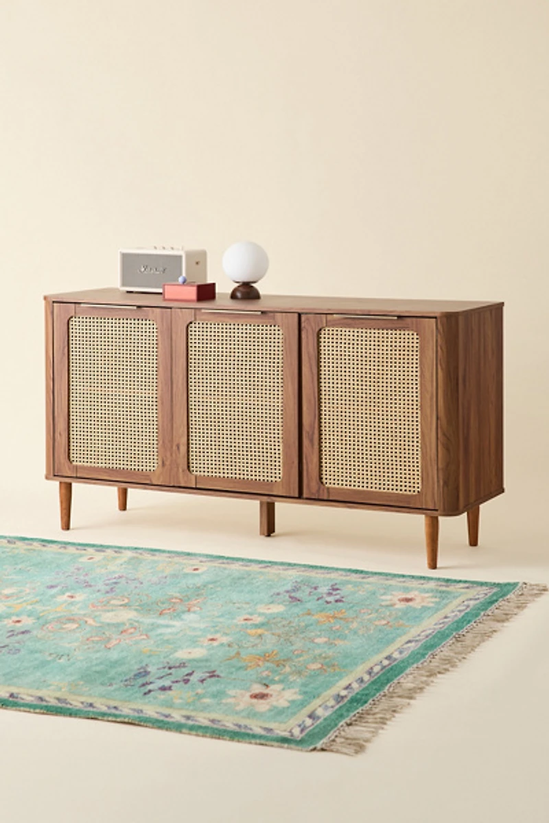Mabel 3-Door Cane Paneled Storage Console