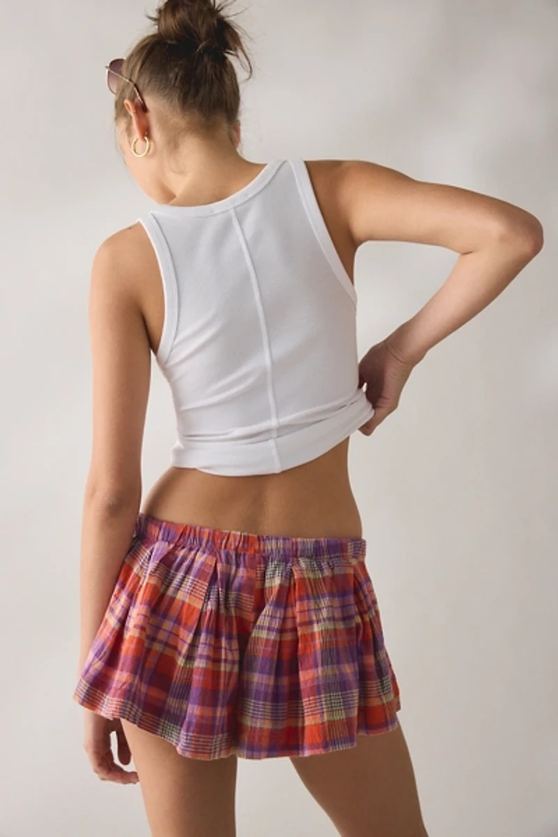 Kimchi Blue Talia Check Trapeze Pleated Shorts