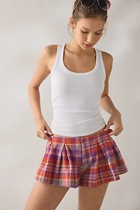 Kimchi Blue Talia Check Trapeze Pleated Shorts