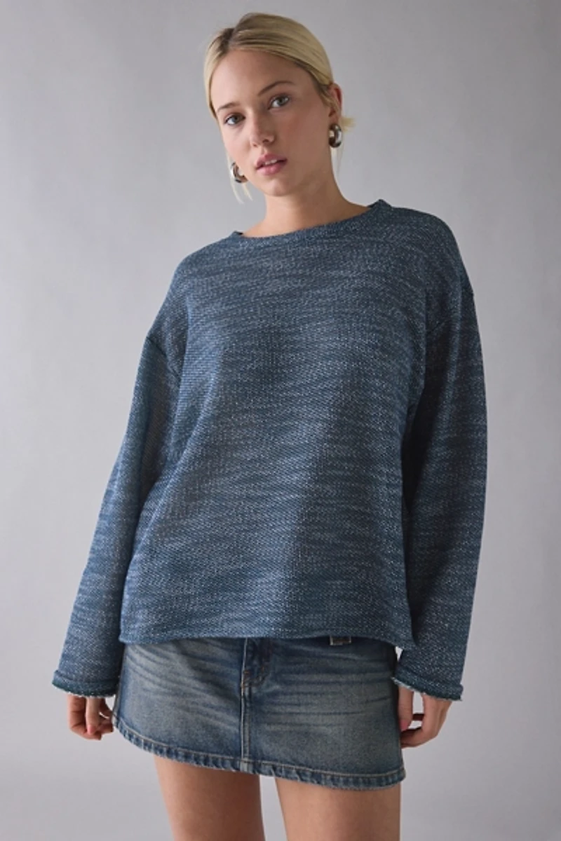 ReMADE By UO Remnants Marled Knit Drippy Sleeve Top