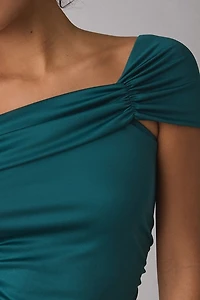 ReMADE By UO Remnants Ruched Twist One-Shoulder Top