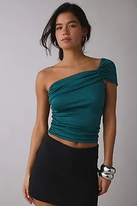 ReMADE By UO Remnants Ruched Twist One-Shoulder Top