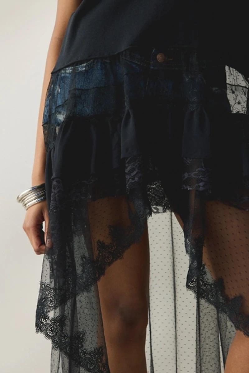 Kimchi Blue After Glow Tiered Mesh + Lace Maxi Tank Top