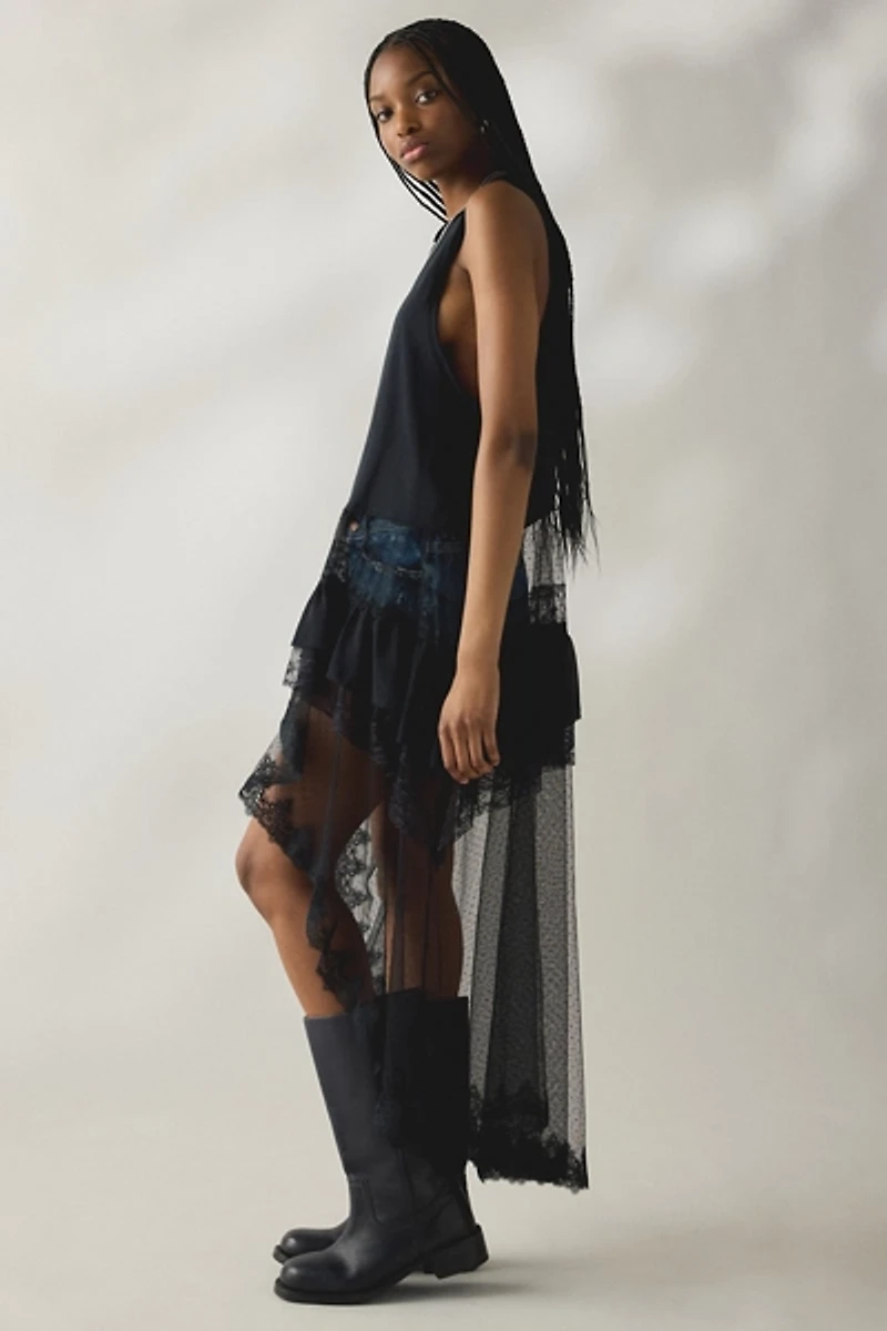 Kimchi Blue After Glow Tiered Mesh + Lace Maxi Tank Top