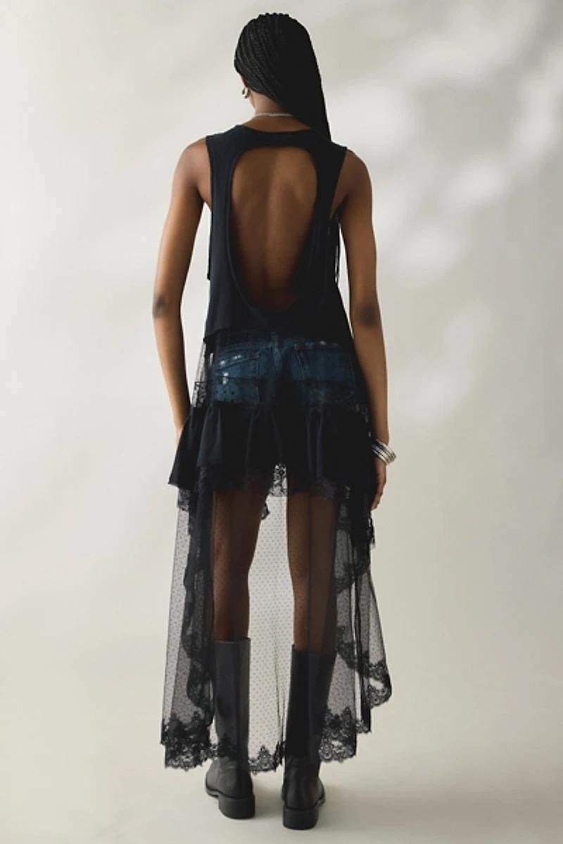 Kimchi Blue After Glow Tiered Mesh + Lace Maxi Tank Top