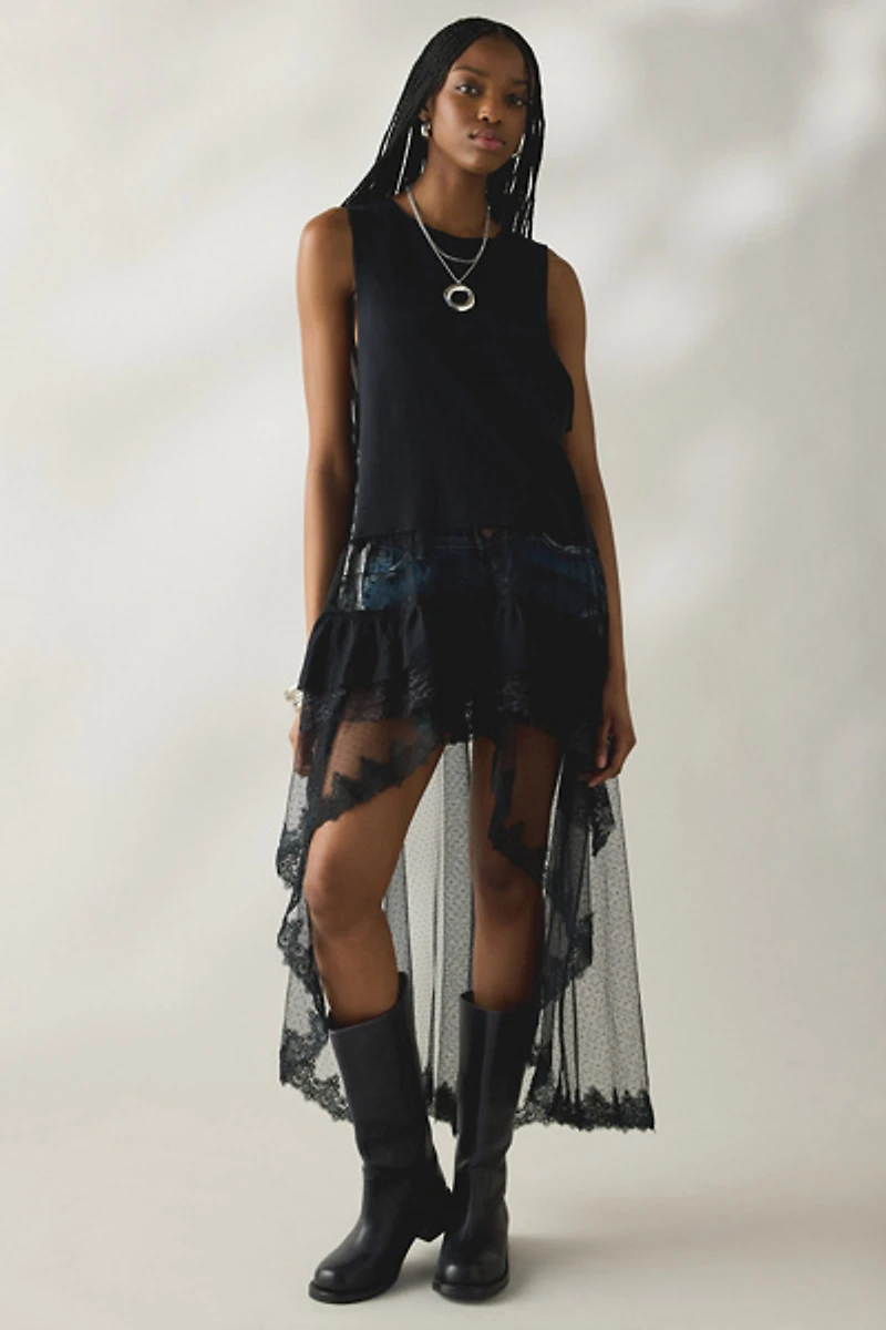 Kimchi Blue After Glow Tiered Mesh + Lace Maxi Tank Top