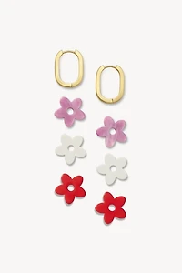 MACHETE Petite Flower Charm Hoop Earring Set