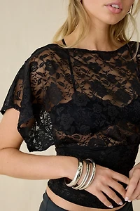 Kimchi Blue Audrey Sheer Lace Banded Blouse