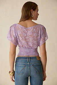 Kimchi Blue Audrey Sheer Lace Banded Blouse