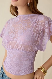 Kimchi Blue Audrey Sheer Lace Banded Blouse