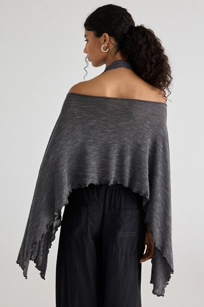 Out From Under Bella Swit Knit Cascading Off-The-Shoulder Poncho