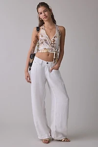 UO Sadee Plunging Wrap Cropped Tank Top