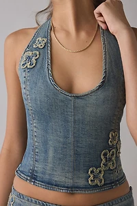 I.AM.GIA Fauna Halter Denim Corset Top