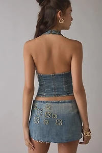 I.AM.GIA Fauna Halter Denim Corset Top