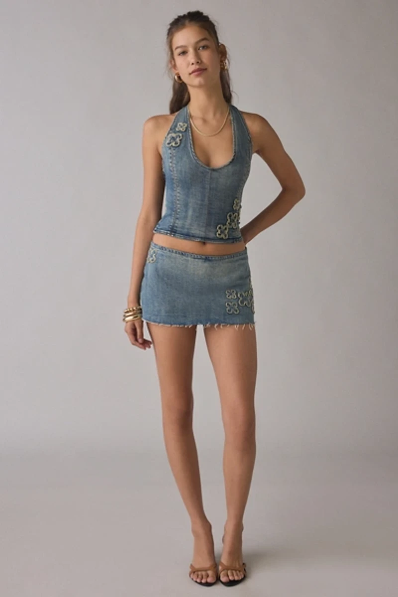 I.AM.GIA Fauna Halter Denim Corset Top