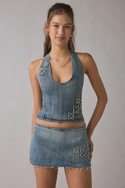 I.AM.GIA Fauna Halter Denim Corset Top
