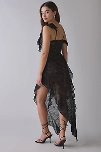 I.AM.GIA Julietta Asymmetric Ruffle Lace Maxi Dress