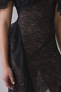 I.AM.GIA Julietta Asymmetric Ruffle Lace Maxi Dress